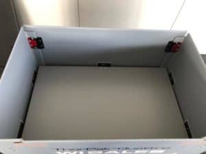 Large load carrier for sensitive goods for safe transportation [with intermediate tray up to 100 kg].